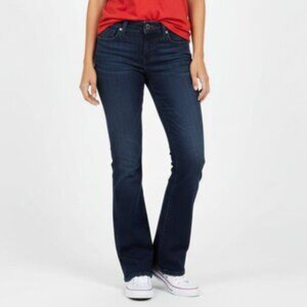 Miss Me Dark Blue Flair Wide Leg Low Rise Jeans 27